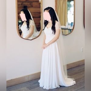 Robert Bullock Varro Strapless Wedding Dress w/ Attached Lace Bolero